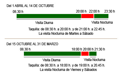 Schedule of the Alhambra in Granada